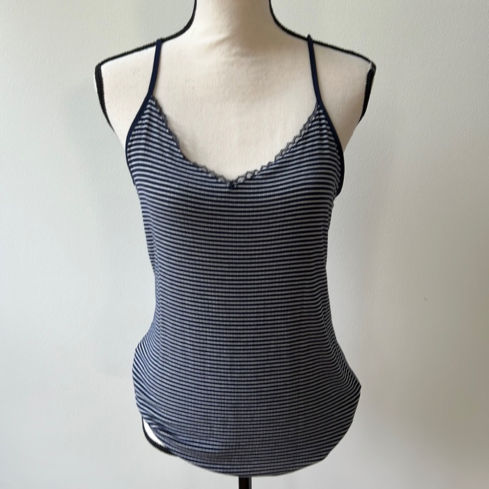 A NEW DAY Navy and white striped tank